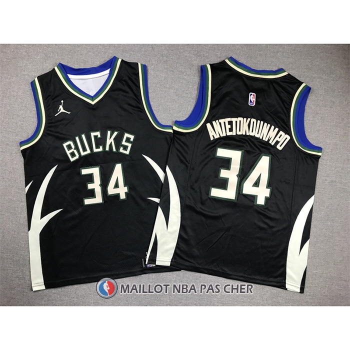 Maillot Enfant Milwaukee Bucks Giannis Antetokounmpo NO 34 Statement 2022-23 Noir